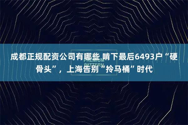 成都正规配资公司有哪些 啃下最后6493户“硬骨头”，上海告别“拎马桶”时代